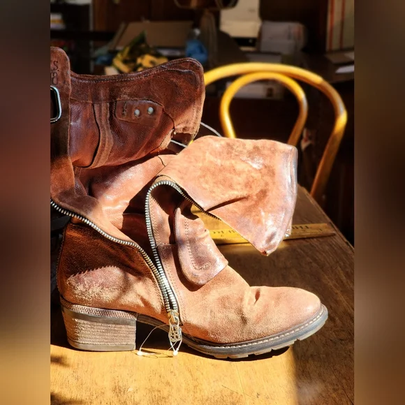 A.S.98 Carter 40 Suede Leather Boots EUC $398 Chestnut Brown 8.5 9 W Boho Moto - Picture 13 of 17